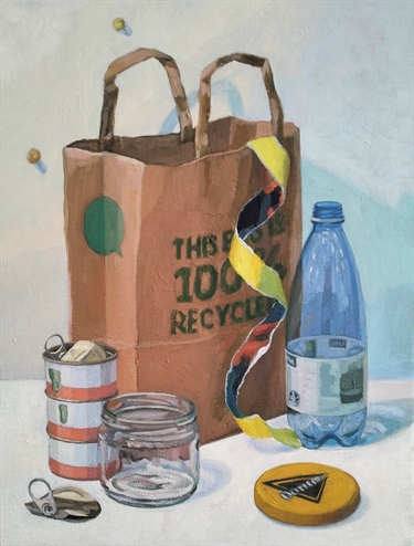 Yuri Shimmyo, “Mixed recycling”, 2023, oil on canvas