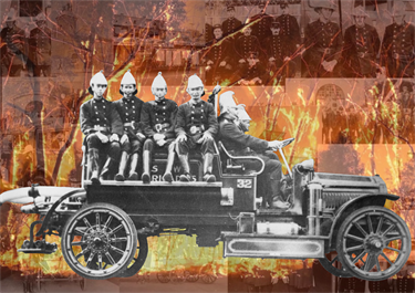 FIRE, FIRE, FIRE! By Milo Wooldridge. Image: Chatswood Fire Station, firemen and fire engine, ca. 1910 - 1913