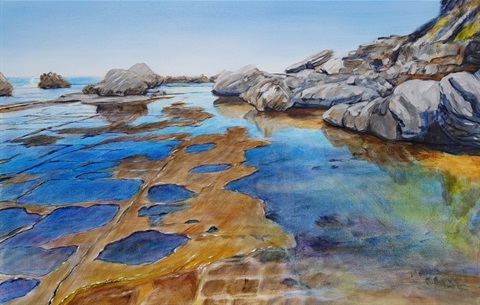 Bruce Daniel, Rock platform, Forresters Beach, 2020, oil on canvas