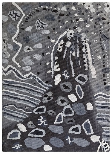 Michael Buzinskas,  No. 43 - Noir Volcanic Eruption - Acrylic on canvas (13x18cm)