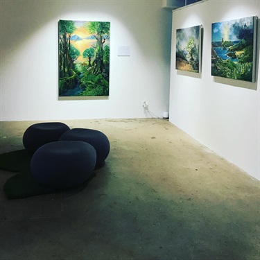 Installation view of “Beyond Matter” with works by Fiona Adie