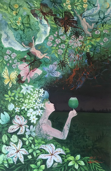 Setsuko Koaze, “Cup of Green”, 2014, oil on canvas