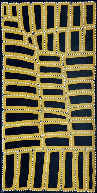 Walala Tjapaltjarri, “Tingari”, 2001, acrylic on linen