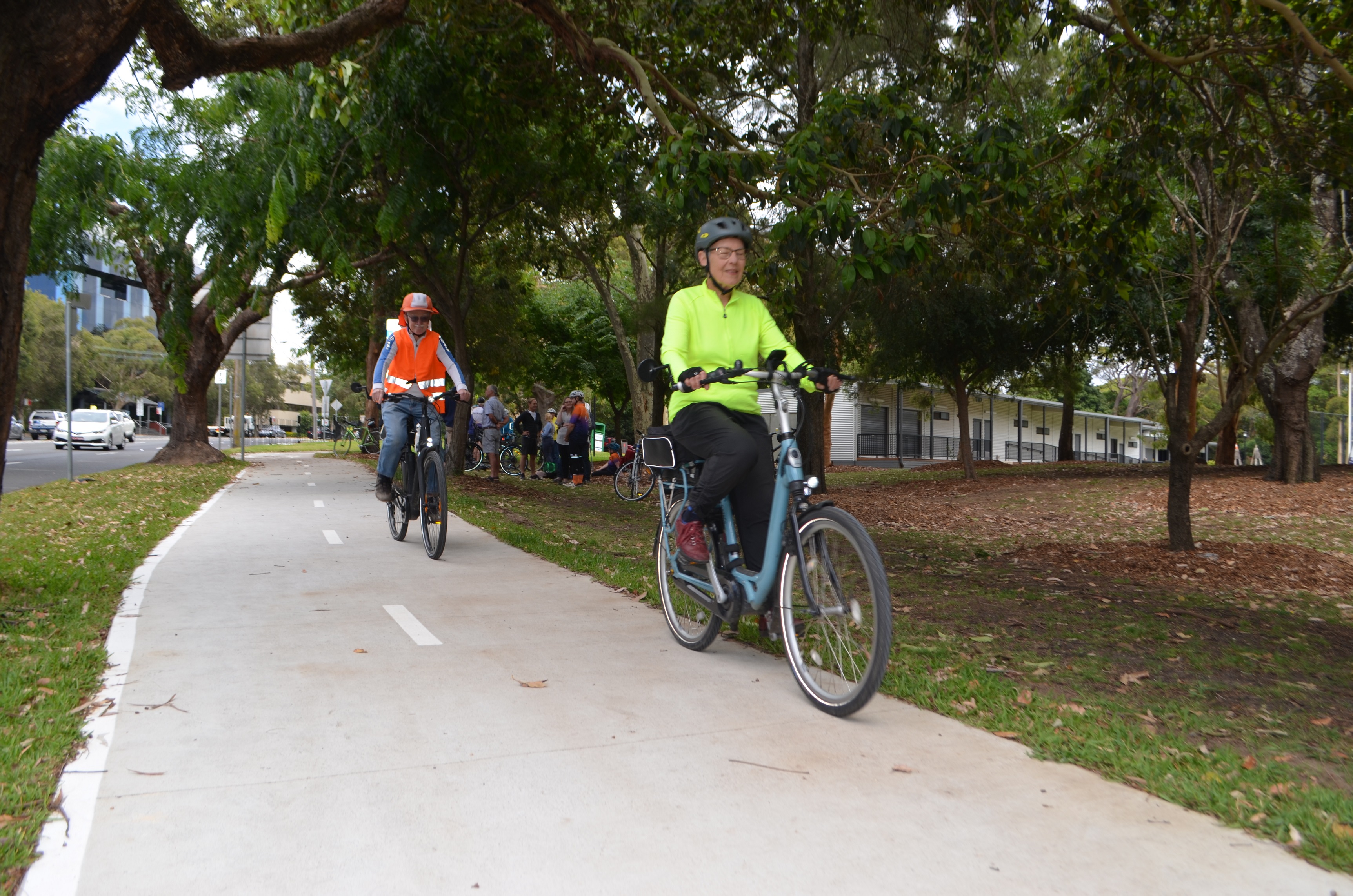 Cyclists using the new Pacific Highway shared path.jpg