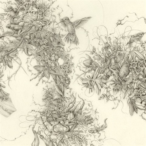 Eva Nolan, Flowers Shiver Like Tiny Wings (detail), 2019, graphite pencil on paper