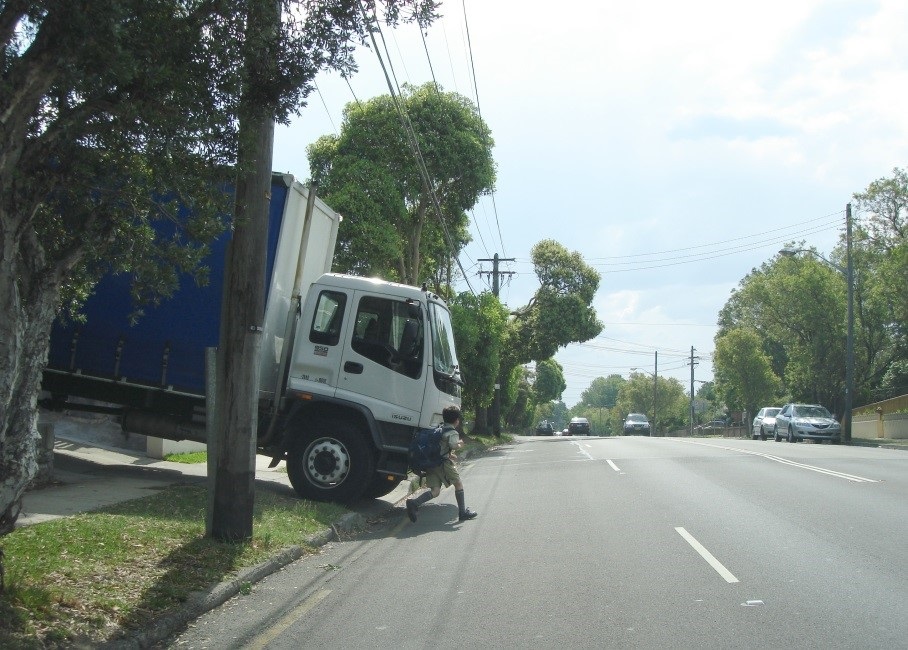 Think before you park - Parked truck blocking footpath access.jpg