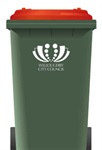 Willoughby City Council red-lidded bin for household waste